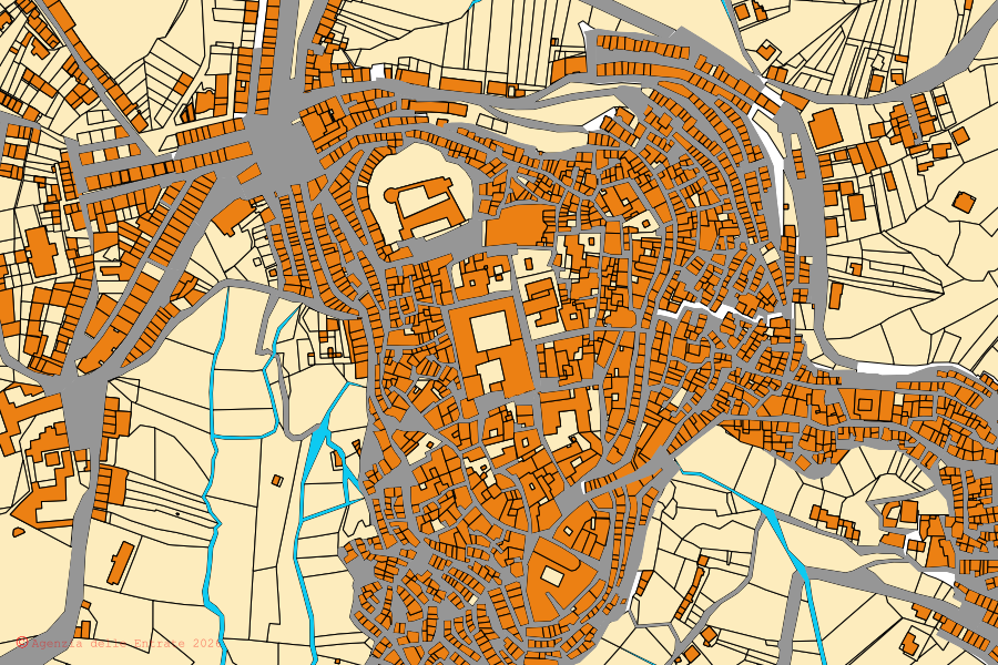 Mappa catastale del centro di Salemi: particelle e fabbricati, cartografia Agenzia delle Entrate