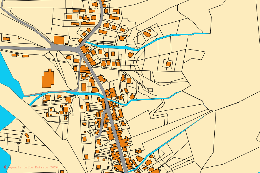 Mappa catastale del centro di Salento: particelle e fabbricati, cartografia Agenzia delle Entrate