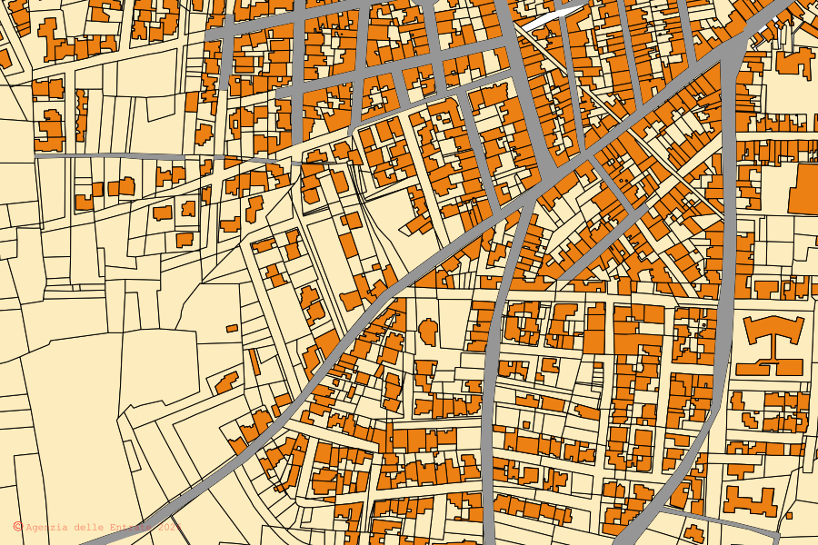 Mappa catastale del centro di Salice Salentino: particelle e fabbricati, cartografia Agenzia delle Entrate