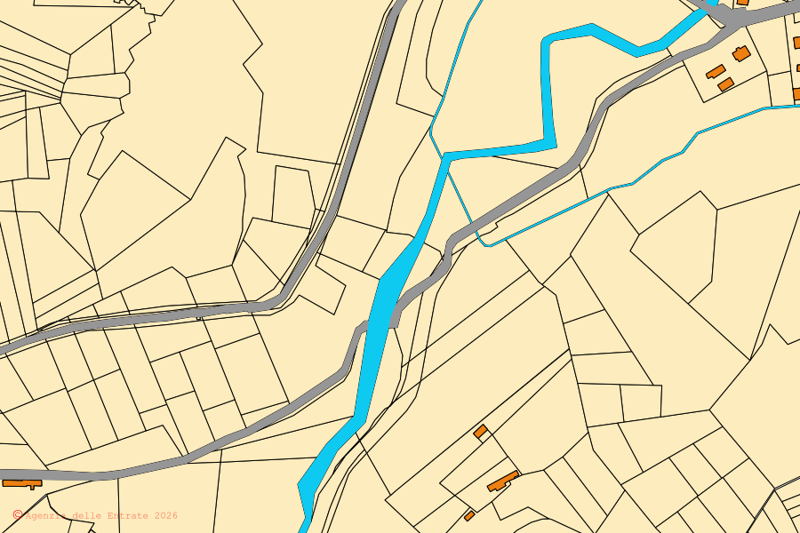 Mappa catastale del centro di Salmour: particelle e fabbricati, cartografia Agenzia delle Entrate
