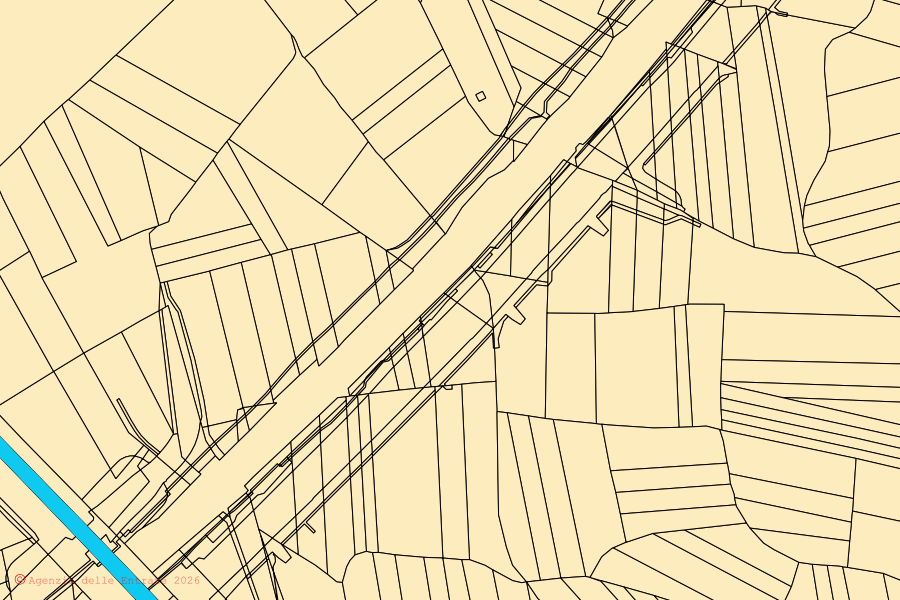 Mappa catastale del centro di Saluggia: particelle e fabbricati, cartografia Agenzia delle Entrate