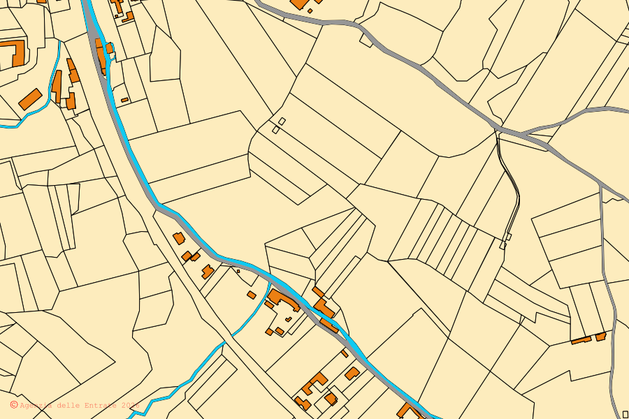 Mappa catastale del centro di Salussola: particelle e fabbricati, cartografia Agenzia delle Entrate