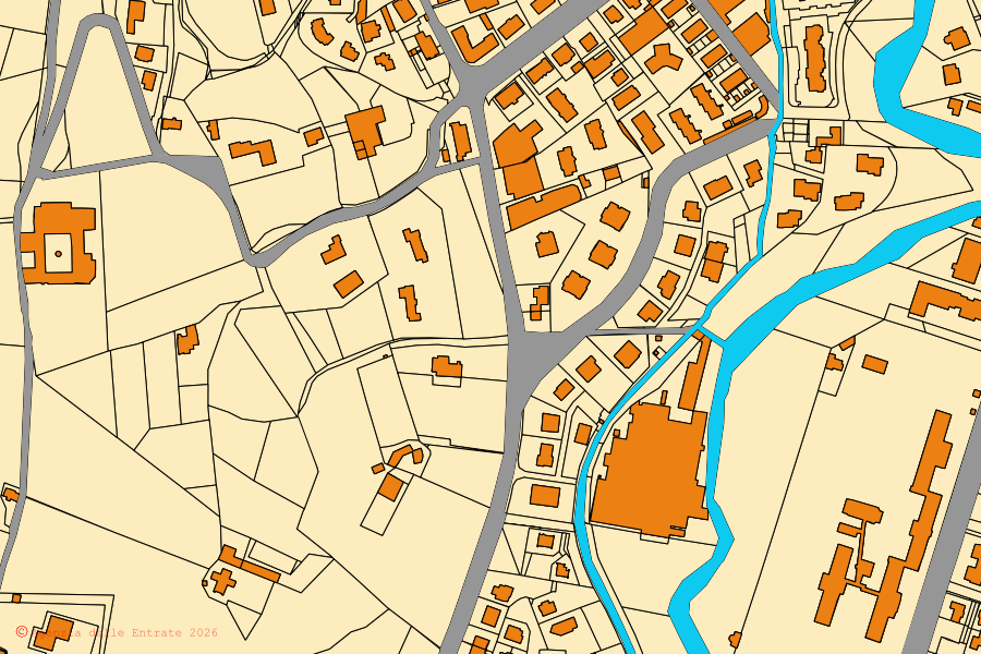 Mappa catastale del centro di Saluzzo: particelle e fabbricati, cartografia Agenzia delle Entrate
