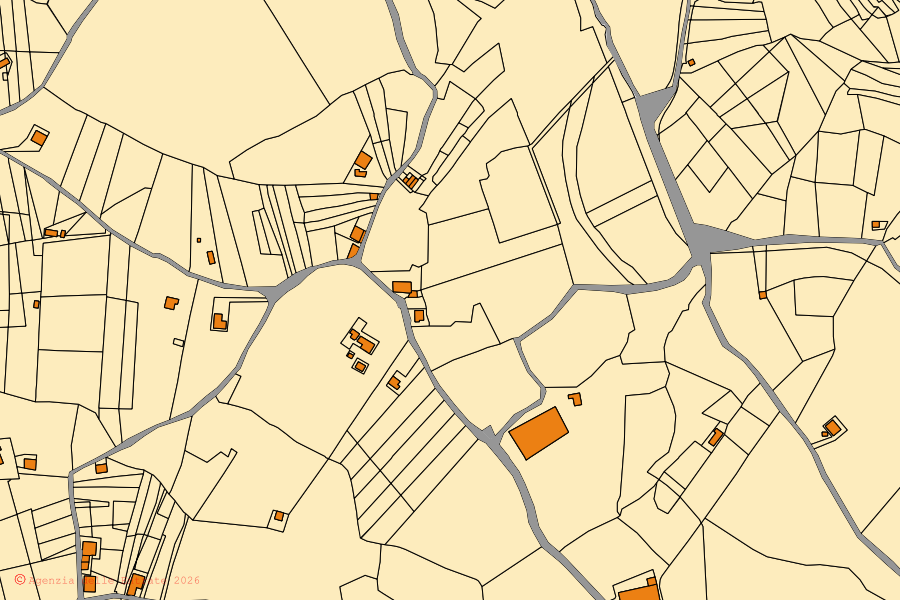 Mappa catastale del centro di Salvitelle: particelle e fabbricati, cartografia Agenzia delle Entrate
