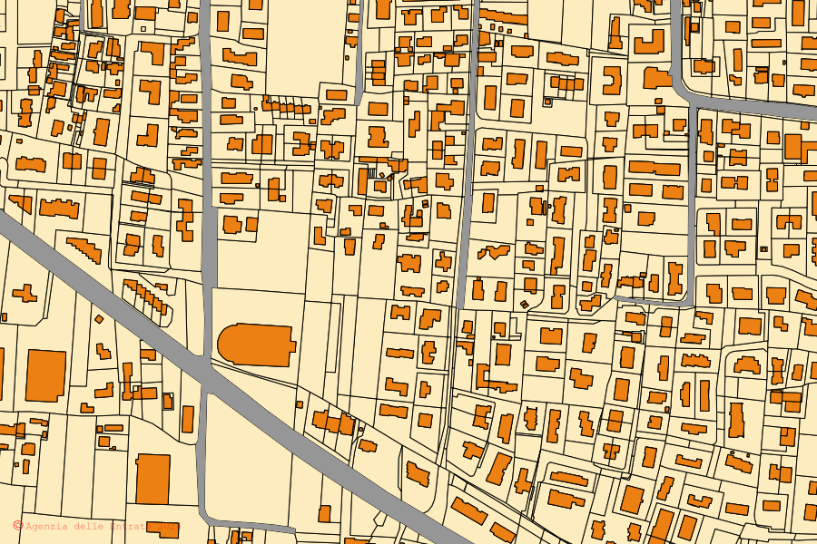 Mappa catastale del centro di Salzano: particelle e fabbricati, cartografia Agenzia delle Entrate