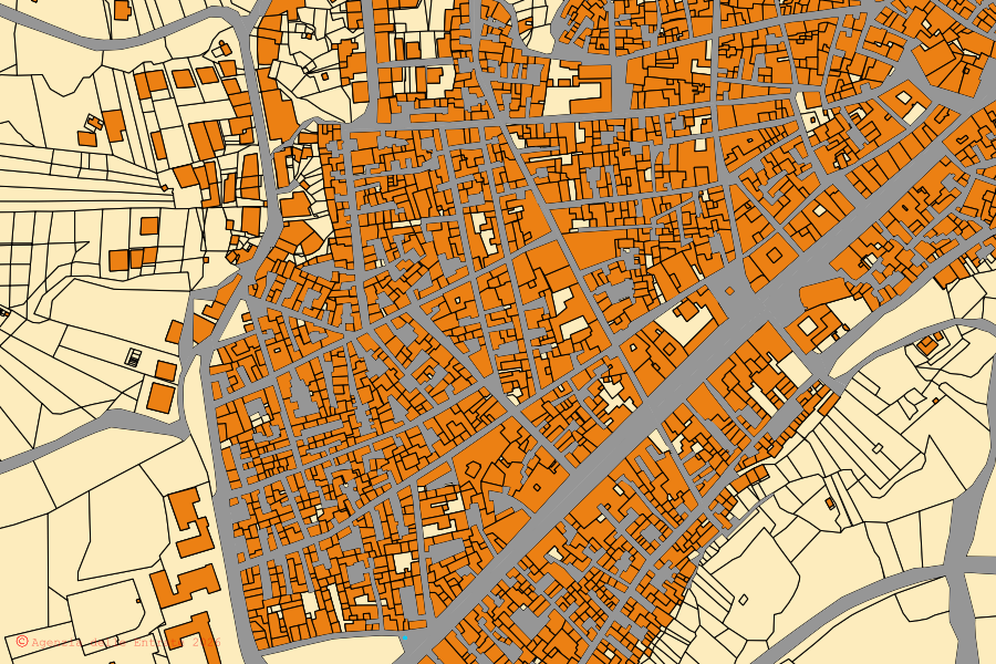 Mappa catastale del centro di Sambuca di Sicilia: particelle e fabbricati, cartografia Agenzia delle Entrate
