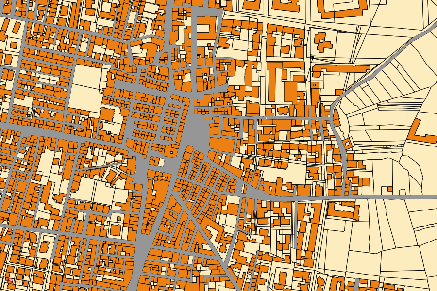 Mappa catastale del centro di Sammichele di Bari: particelle e fabbricati, cartografia Agenzia delle Entrate