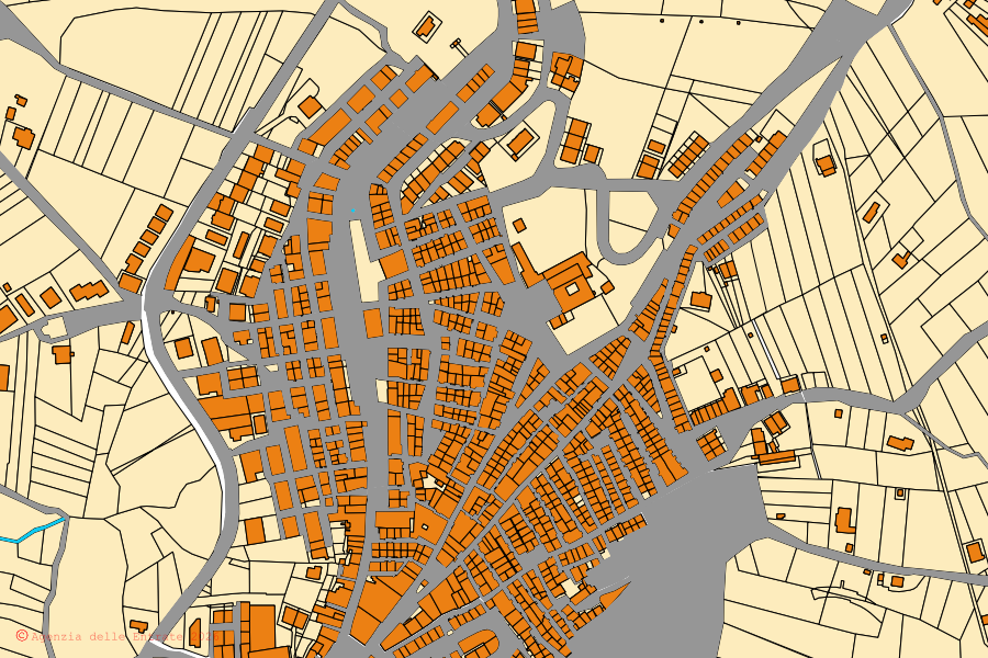 Mappa catastale del centro di San Bartolomeo in Galdo: particelle e fabbricati, cartografia Agenzia delle Entrate