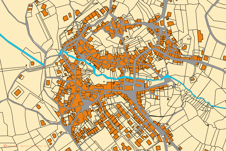 Mappa catastale del centro di San Basile: particelle e fabbricati, cartografia Agenzia delle Entrate
