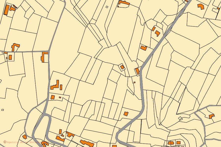 Mappa catastale del centro di San Benedetto Belbo: particelle e fabbricati, cartografia Agenzia delle Entrate
