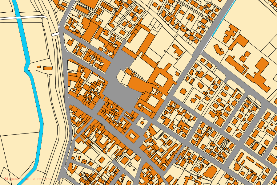 Mappa catastale del centro di San Benedetto Po: particelle e fabbricati, cartografia Agenzia delle Entrate