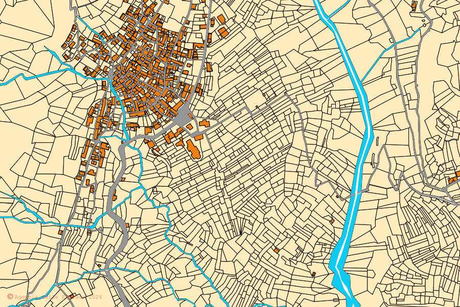 Mappa catastale del centro di San Bernardino Verbano: particelle e fabbricati, cartografia Agenzia delle Entrate