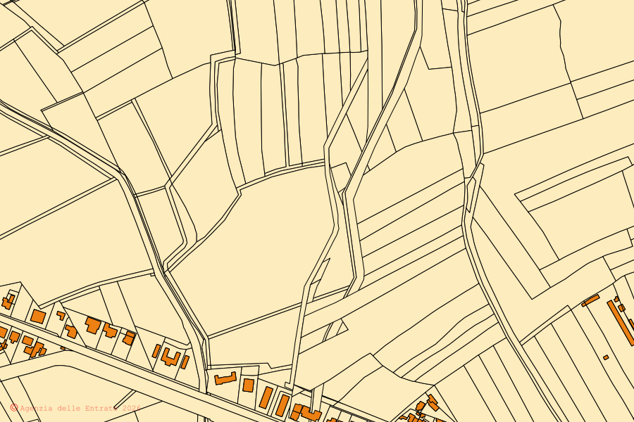 Mappa catastale del centro di San Canzian d'Isonzo: particelle e fabbricati, cartografia Agenzia delle Entrate