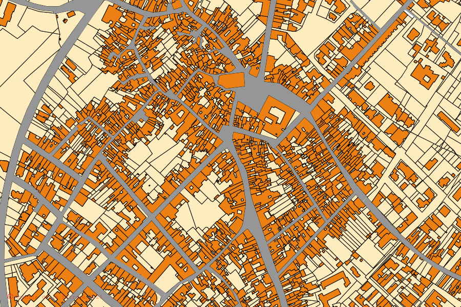 Mappa catastale del centro di San Cesario di Lecce: particelle e fabbricati, cartografia Agenzia delle Entrate
