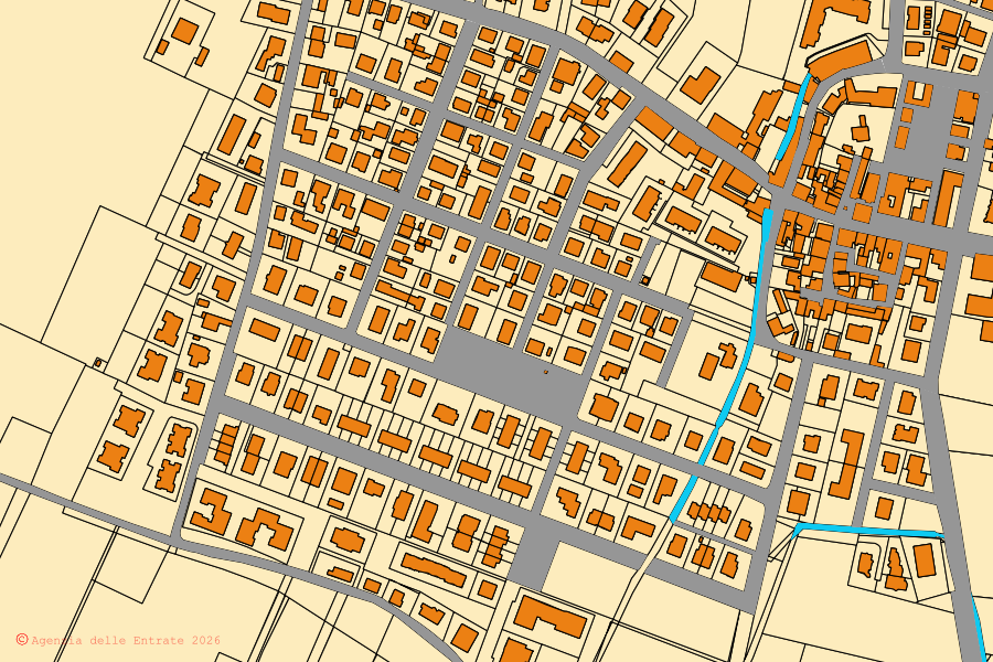 Mappa catastale del centro di San Cesario sul Panaro: particelle e fabbricati, cartografia Agenzia delle Entrate