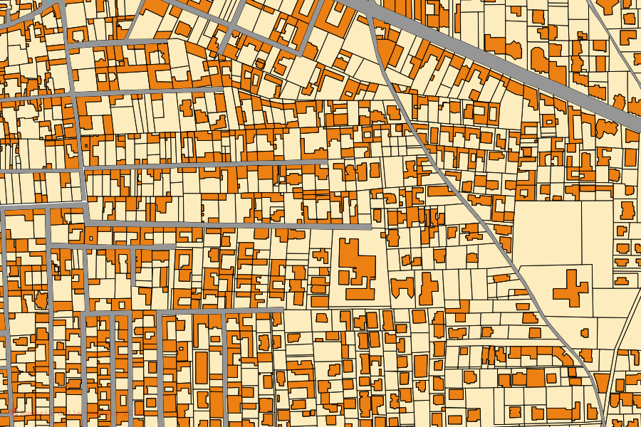 Mappa catastale del centro di San Cipriano d'Aversa: particelle e fabbricati, cartografia Agenzia delle Entrate
