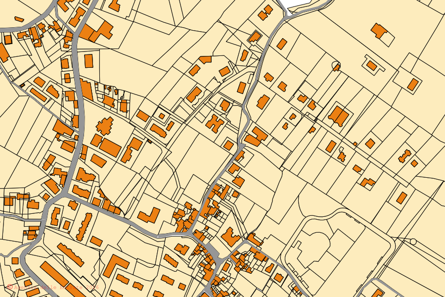 Mappa catastale del centro di San Cipriano Picentino: particelle e fabbricati, cartografia Agenzia delle Entrate