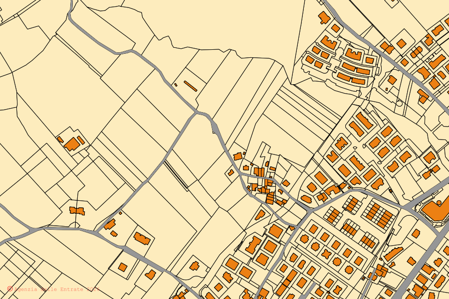 Mappa catastale del centro di San Clemente: particelle e fabbricati, cartografia Agenzia delle Entrate