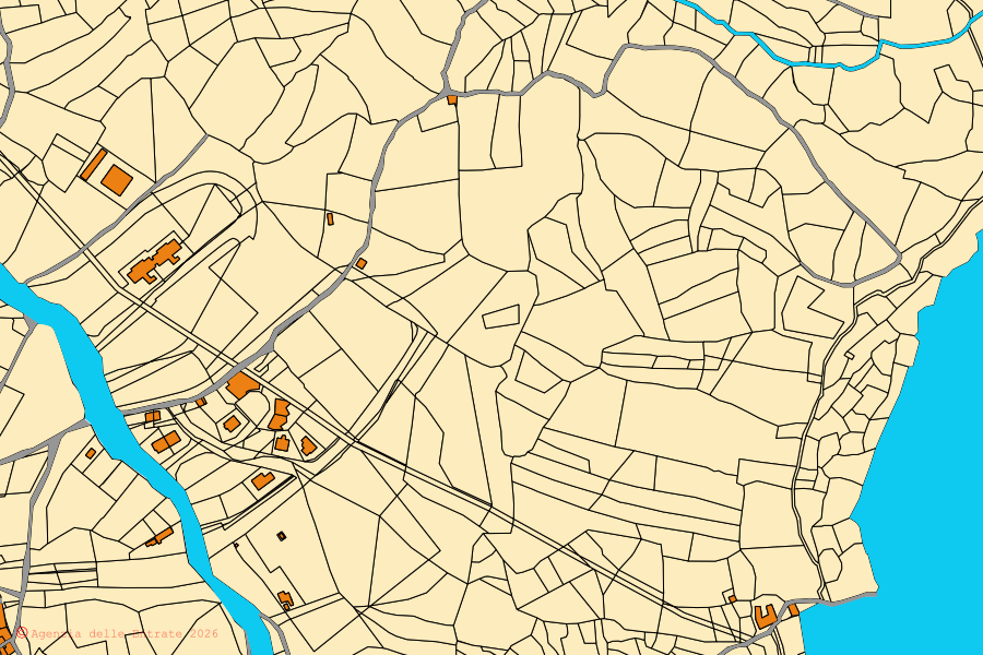 Mappa catastale del centro di San Costantino Albanese: particelle e fabbricati, cartografia Agenzia delle Entrate