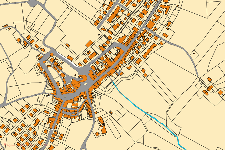 Mappa catastale del centro di San Costanzo: particelle e fabbricati, cartografia Agenzia delle Entrate