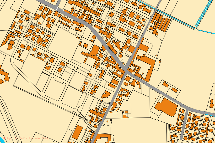 Mappa catastale del centro di San Daniele Po: particelle e fabbricati, cartografia Agenzia delle Entrate