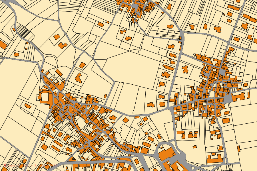 Mappa catastale del centro di San Demetrio ne' Vestini: particelle e fabbricati, cartografia Agenzia delle Entrate