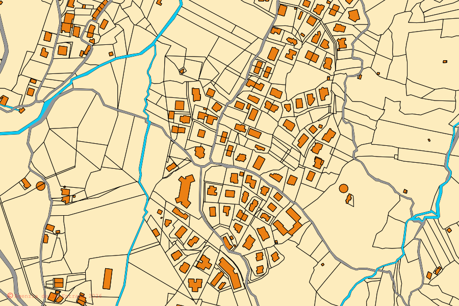 Mappa catastale del centro di San Fili: particelle e fabbricati, cartografia Agenzia delle Entrate