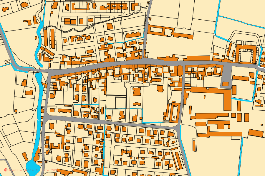Mappa catastale del centro di San Fiorano: particelle e fabbricati, cartografia Agenzia delle Entrate