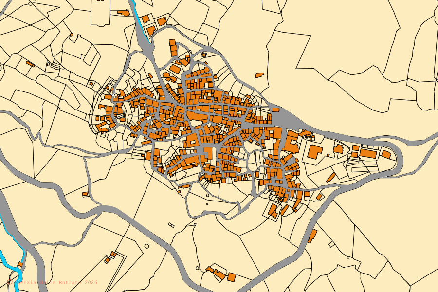 Mappa catastale del centro di San Floro: particelle e fabbricati, cartografia Agenzia delle Entrate