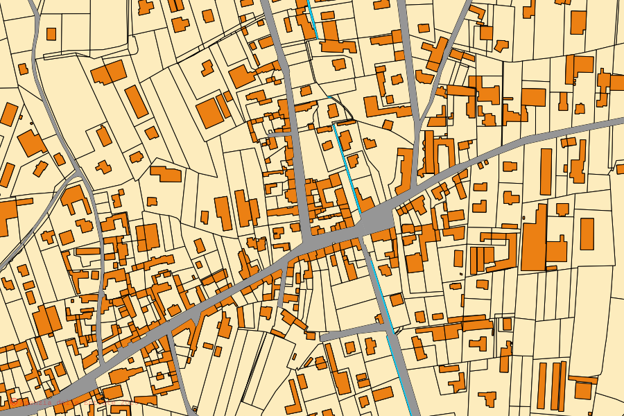 Mappa catastale del centro di San Giorgio della Richinvelda: particelle e fabbricati, cartografia Agenzia delle Entrate