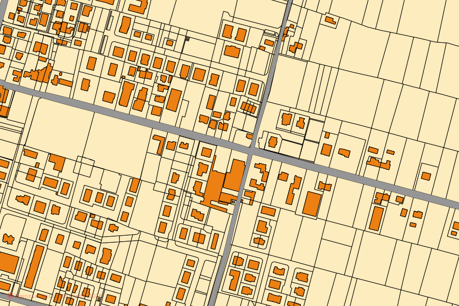 Mappa catastale del centro di San Giorgio delle Pertiche: particelle e fabbricati, cartografia Agenzia delle Entrate