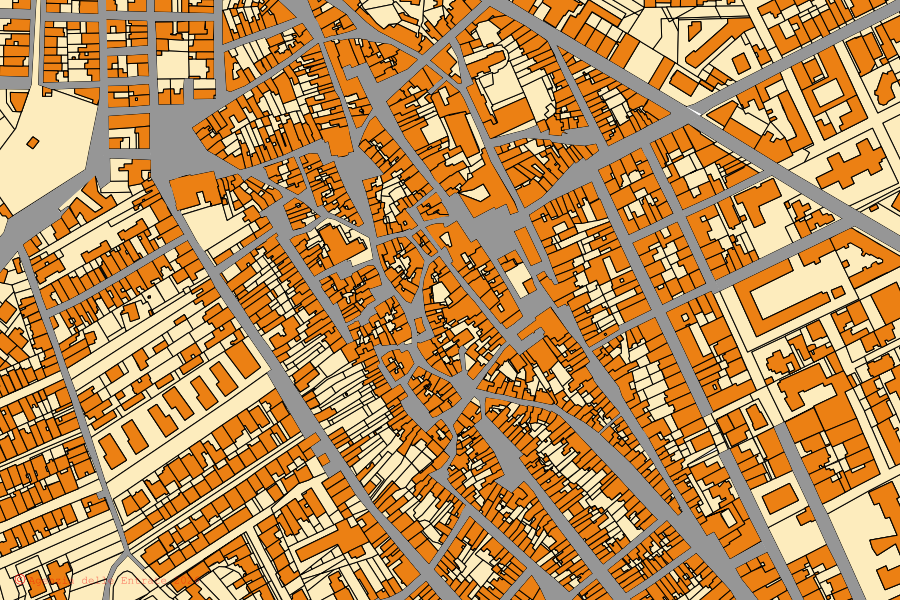 Mappa catastale del centro di San Giorgio Ionico: particelle e fabbricati, cartografia Agenzia delle Entrate