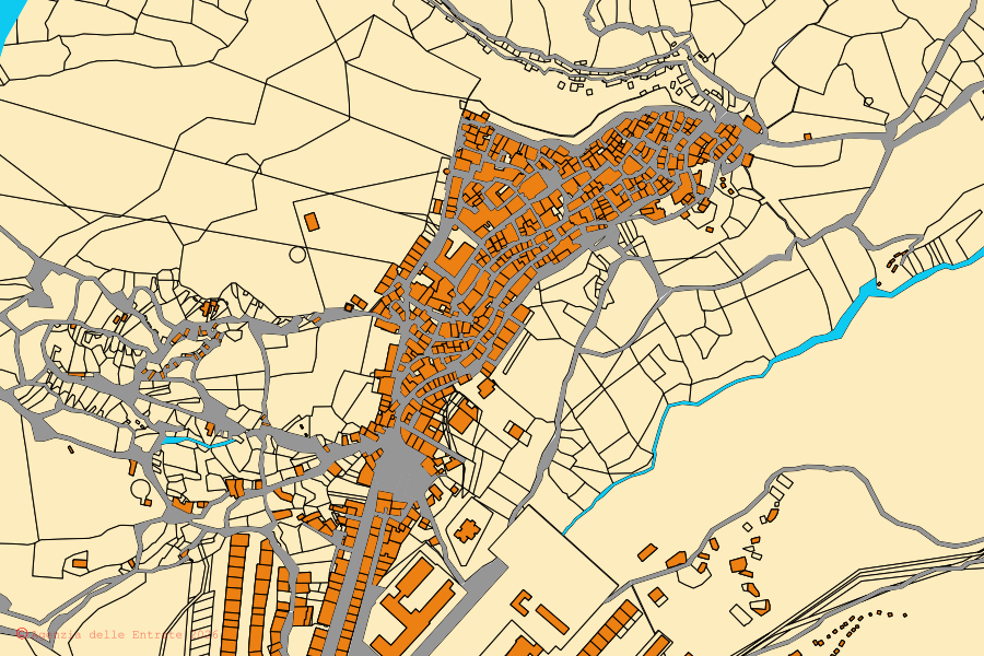 Mappa catastale del centro di San Giorgio Lucano: particelle e fabbricati, cartografia Agenzia delle Entrate