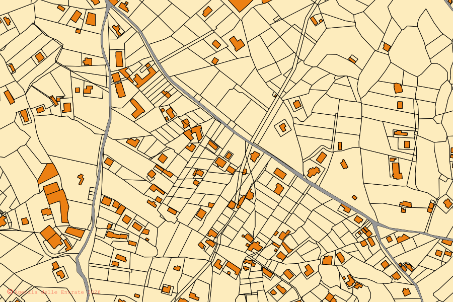Mappa catastale del centro di San Giorgio Morgeto: particelle e fabbricati, cartografia Agenzia delle Entrate