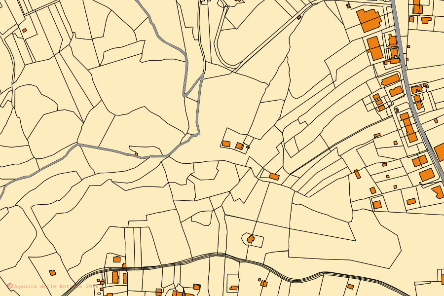 Mappa catastale del centro di San Giovanni Valdarno: particelle e fabbricati, cartografia Agenzia delle Entrate