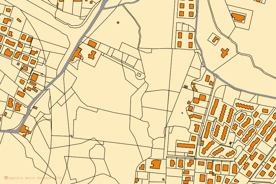 Mappa catastale del centro di San Gregorio di Catania: particelle e fabbricati, cartografia Agenzia delle Entrate