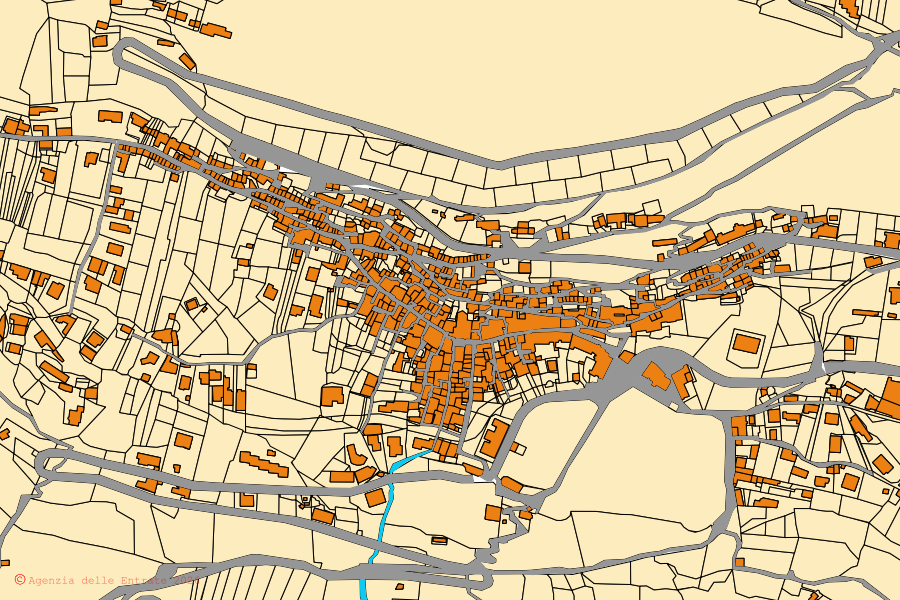 Mappa catastale del centro di San Gregorio Matese: particelle e fabbricati, cartografia Agenzia delle Entrate