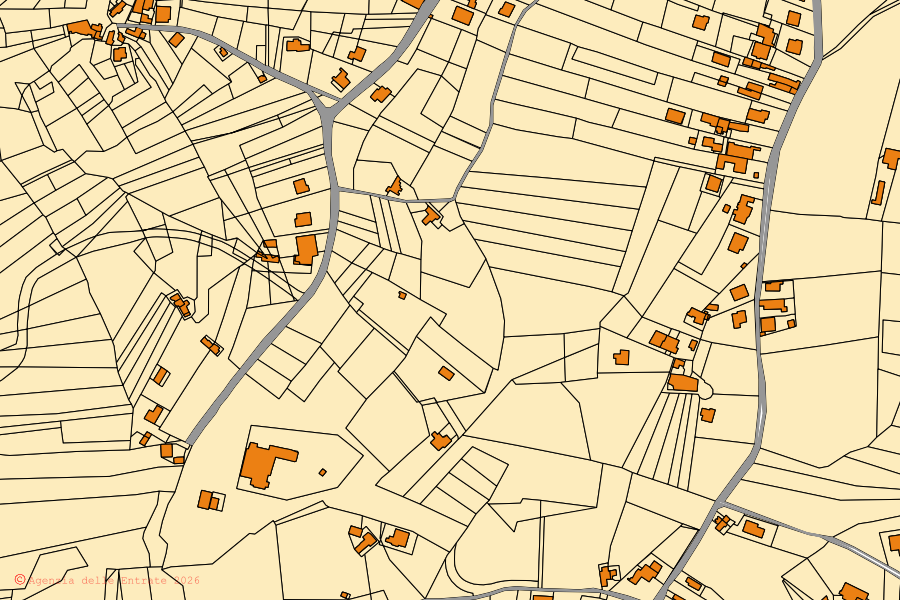 Mappa catastale del centro di San Leucio del Sannio: particelle e fabbricati, cartografia Agenzia delle Entrate