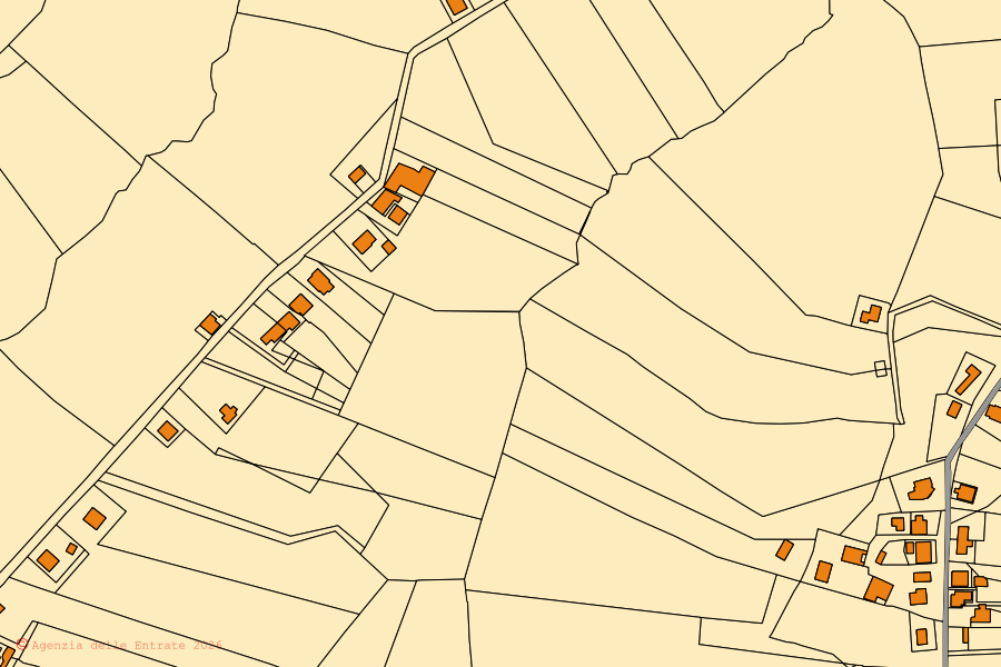 Mappa catastale del centro di San Lorenzo del Vallo: particelle e fabbricati, cartografia Agenzia delle Entrate