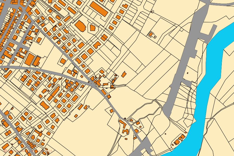 Mappa catastale del centro di San Lorenzo in Campo: particelle e fabbricati, cartografia Agenzia delle Entrate