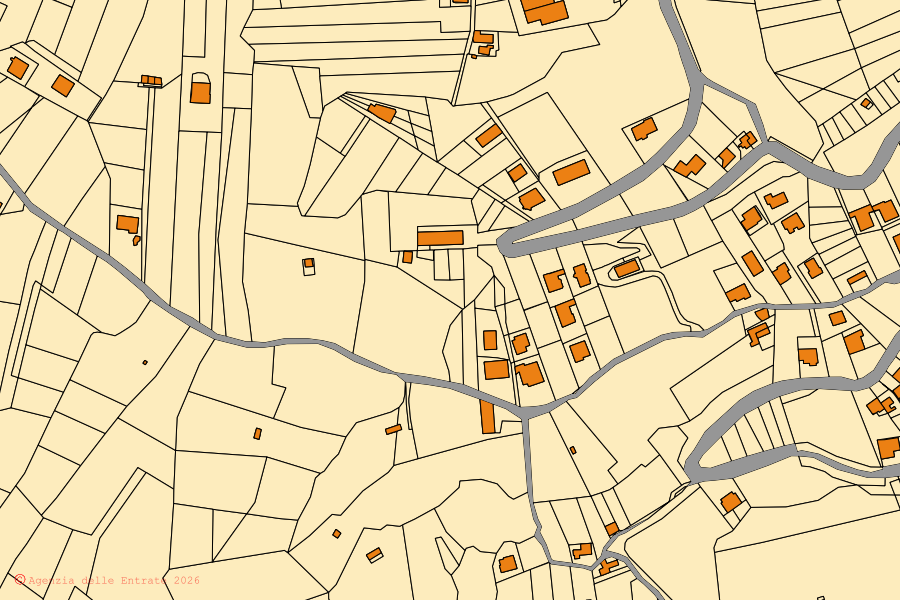 Mappa catastale del centro di San Lorenzo Maggiore: particelle e fabbricati, cartografia Agenzia delle Entrate