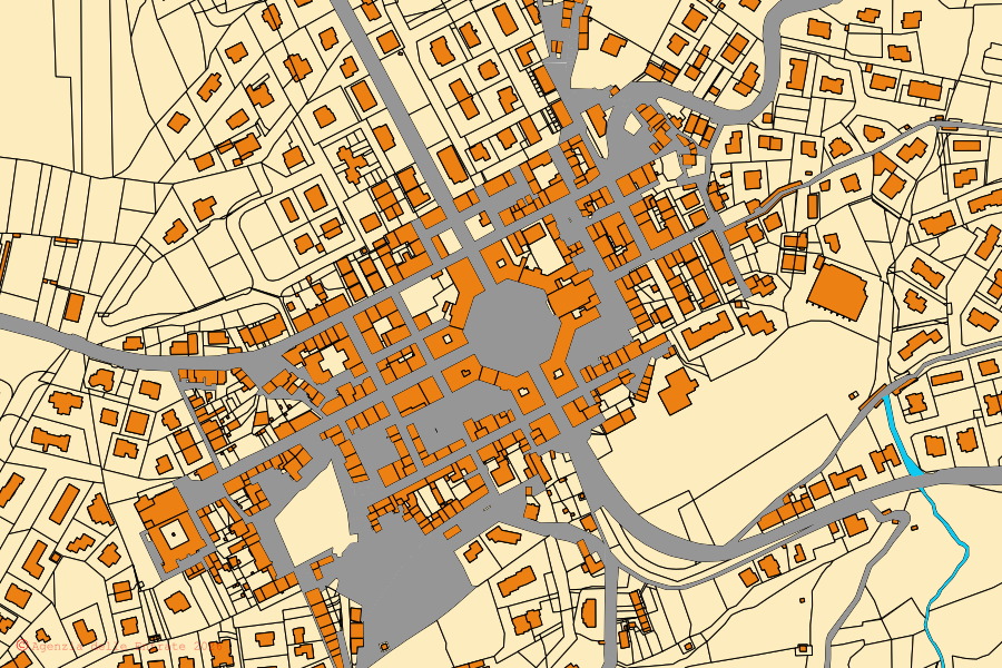 Mappa catastale del centro di San Lorenzo Nuovo: particelle e fabbricati, cartografia Agenzia delle Entrate