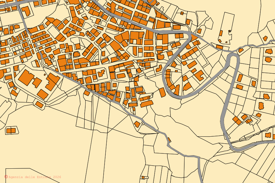 Mappa catastale del centro di San Luca: particelle e fabbricati, cartografia Agenzia delle Entrate