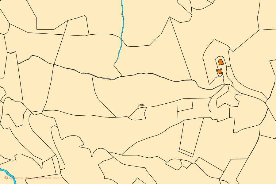 Mappa catastale del centro di San Marcello Piteglio: particelle e fabbricati, cartografia Agenzia delle Entrate