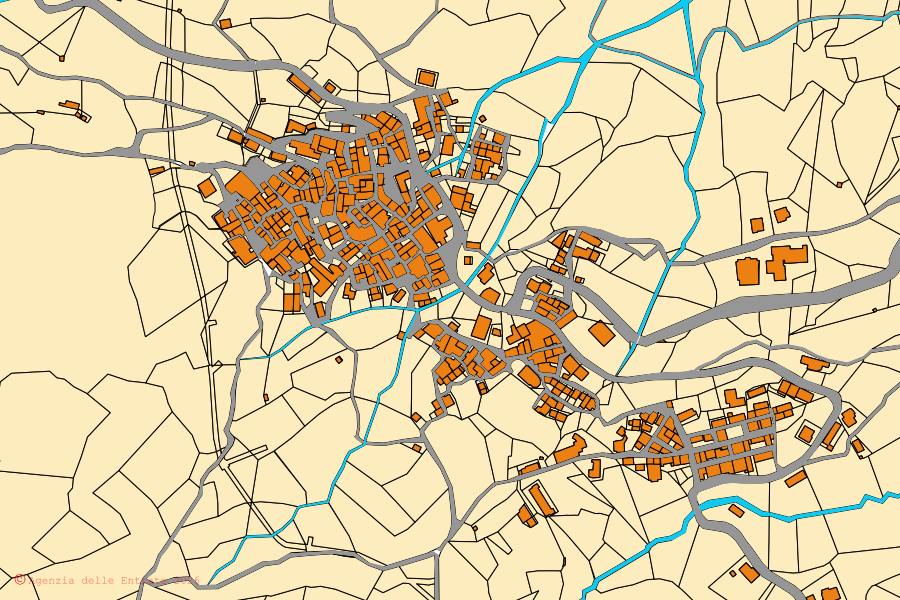 Mappa catastale del centro di San Martino di Finita: particelle e fabbricati, cartografia Agenzia delle Entrate