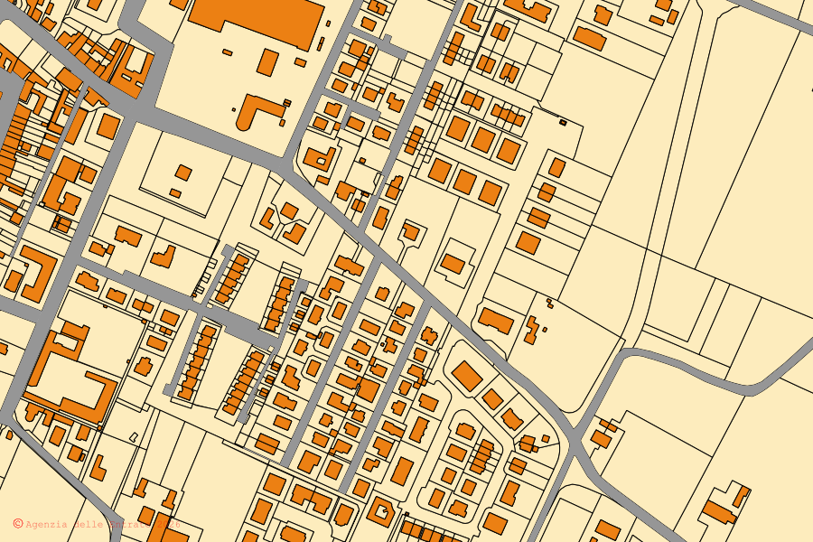 Mappa catastale del centro di San Martino in Rio: particelle e fabbricati, cartografia Agenzia delle Entrate