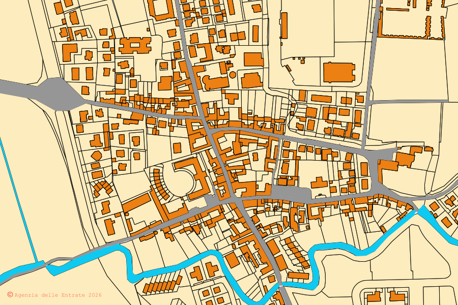 Mappa catastale del centro di San Martino in Strada: particelle e fabbricati, cartografia Agenzia delle Entrate