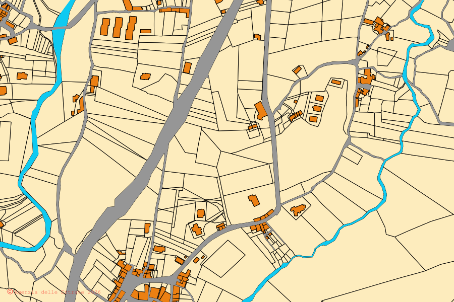Mappa catastale del centro di San Massimo: particelle e fabbricati, cartografia Agenzia delle Entrate