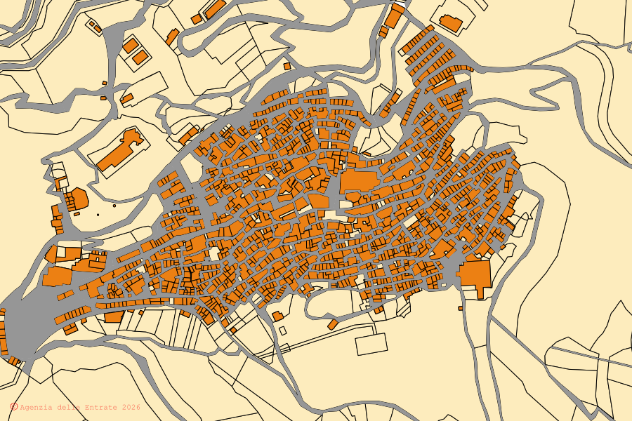 Mappa catastale del centro di San Mauro Castelverde: particelle e fabbricati, cartografia Agenzia delle Entrate