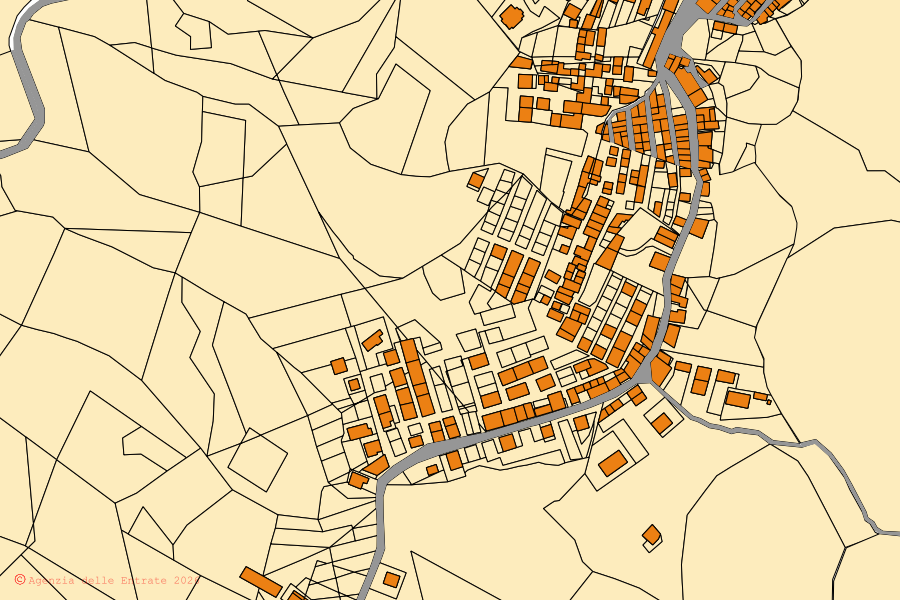 Mappa catastale del centro di San Mauro Marchesato: particelle e fabbricati, cartografia Agenzia delle Entrate